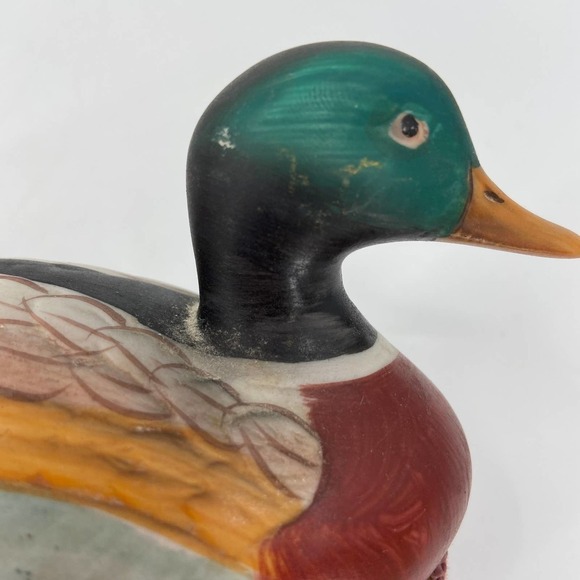 VINTAGE Ceramic Mallard Duck Decoy Figurine Bird Lint Brush 5.5 Inch - Picture 10 of 10